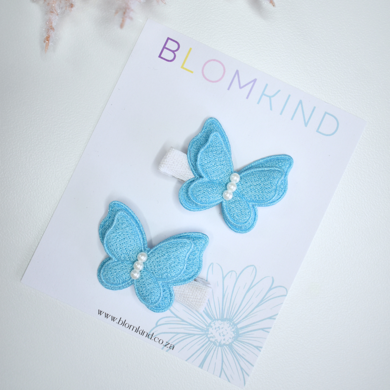 Flutter Pearl Sky Blue Clips - Set of 2
