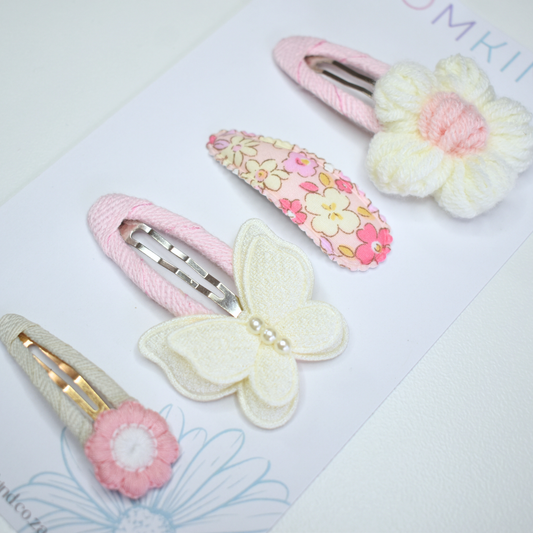 Blush Wing Petal Clips - Set of 4