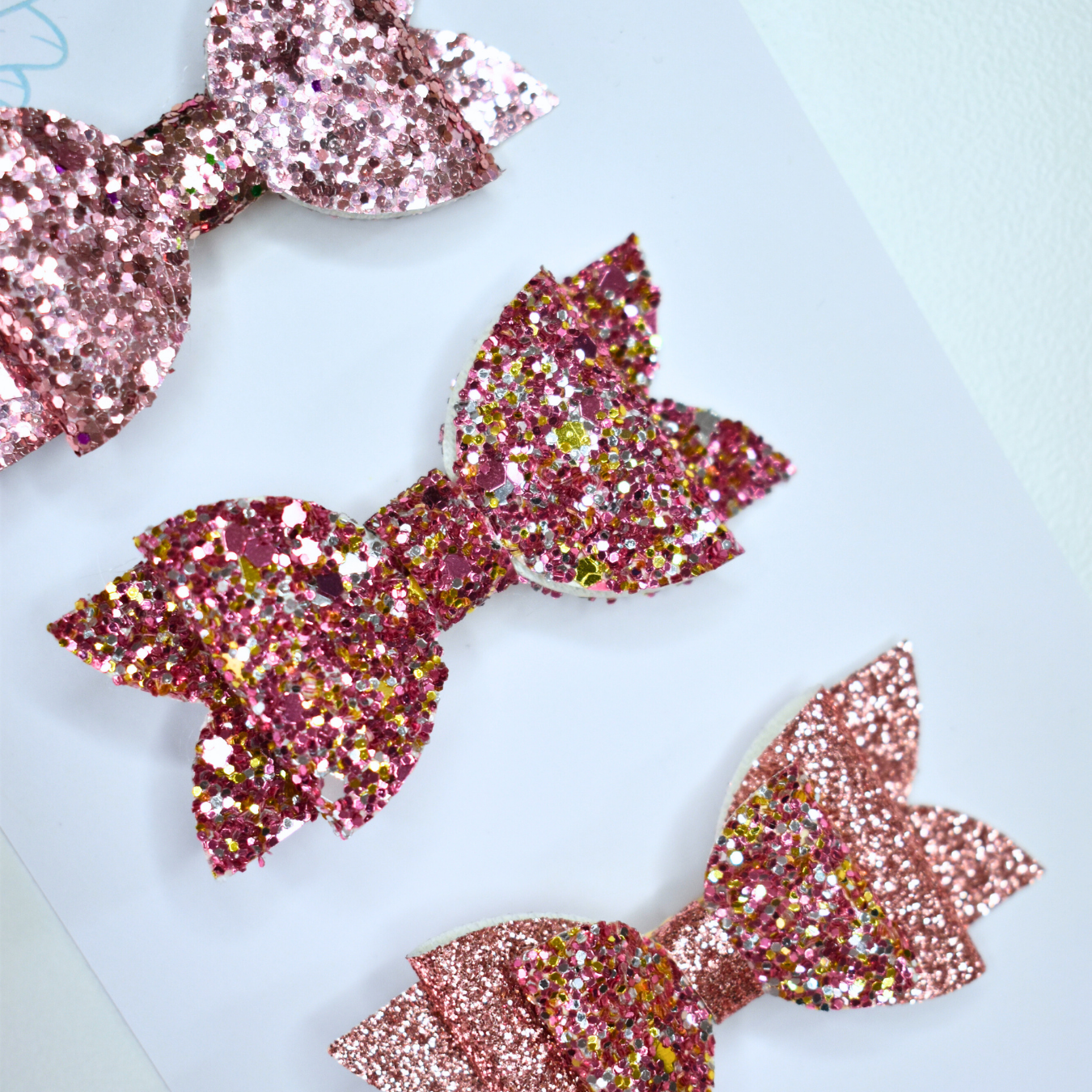 Rose Glitter bow set of 3