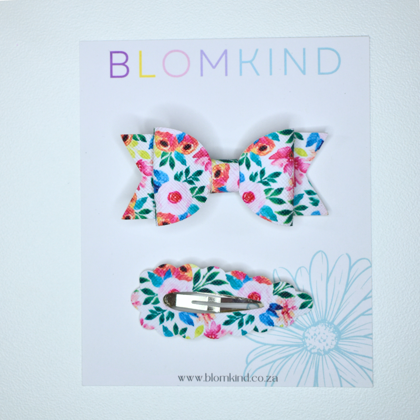 Flower Clip & Bow set - Colour Flowers