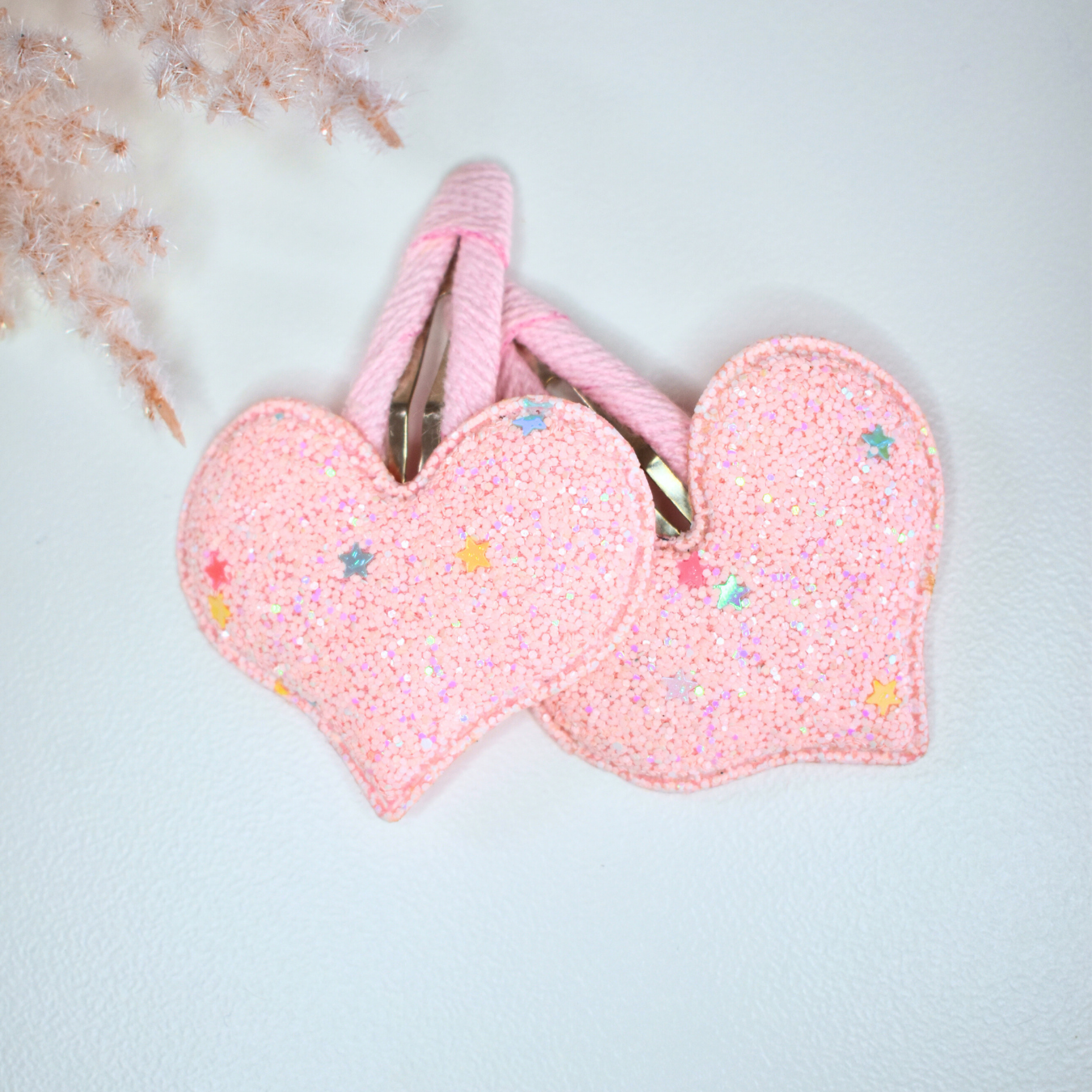 Large Sparkle Heart Clips - Set of 2