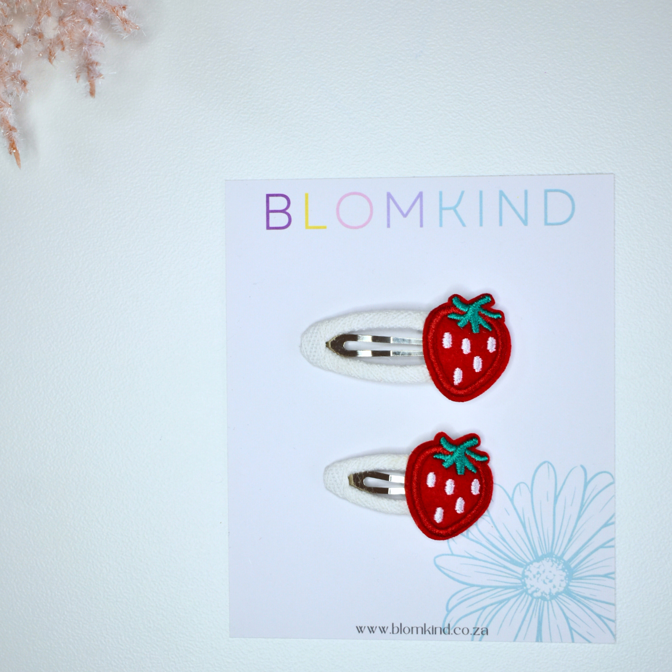 Little & Big Strawberry White Clips - Set of 2