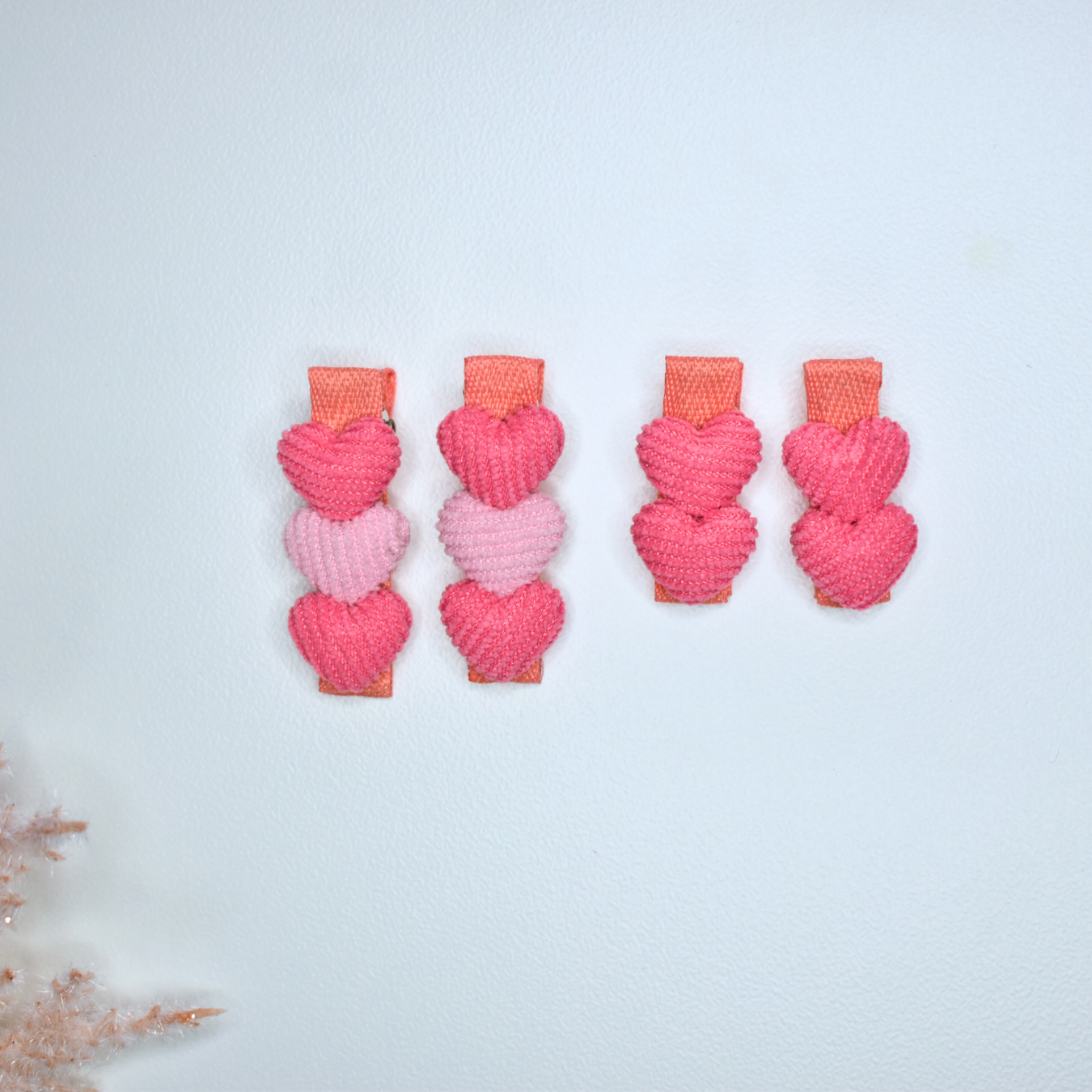 Sweetheart Sisters Clips Pink & Peach- Set of 4