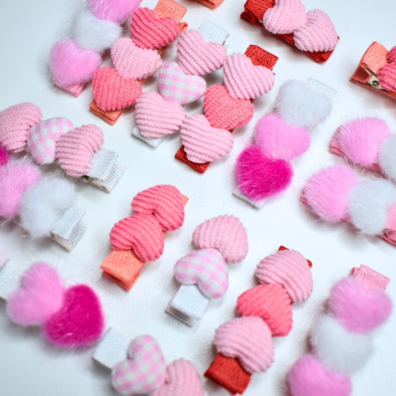 Sweetheart Sisters Clips Pink & Red - Set of 4