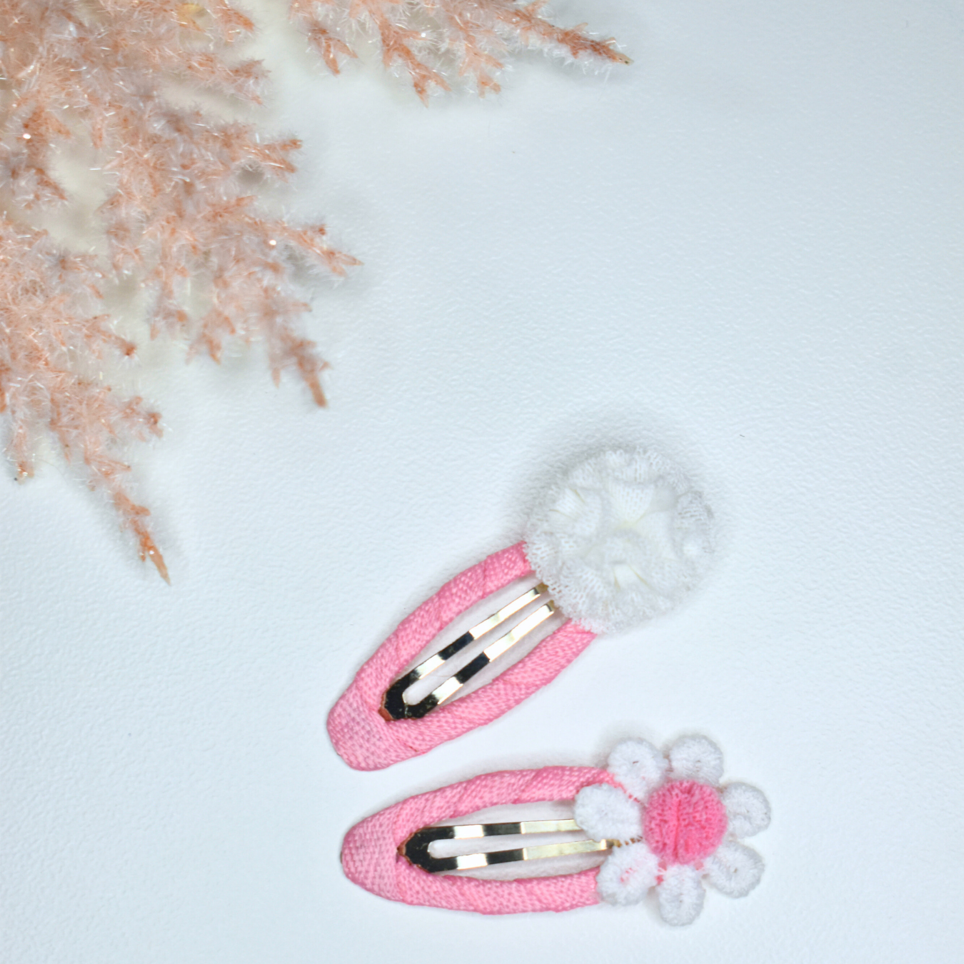 Pink Puff Clips - Set of 2