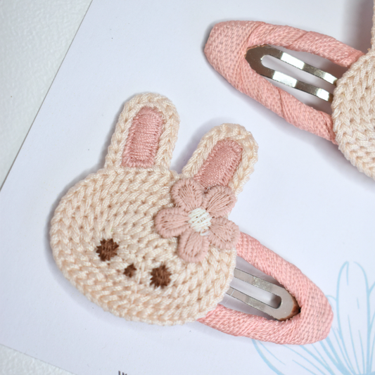 Blush-Mauve Bunny Clips - Set of 2