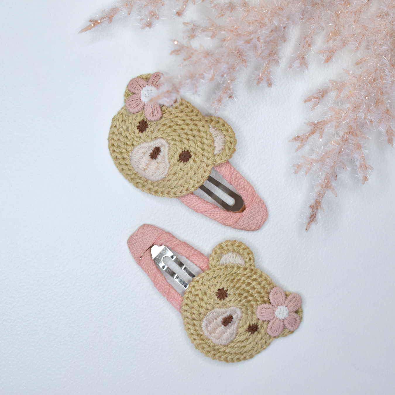 Sweet Mauve Bear Clips - Set of 2