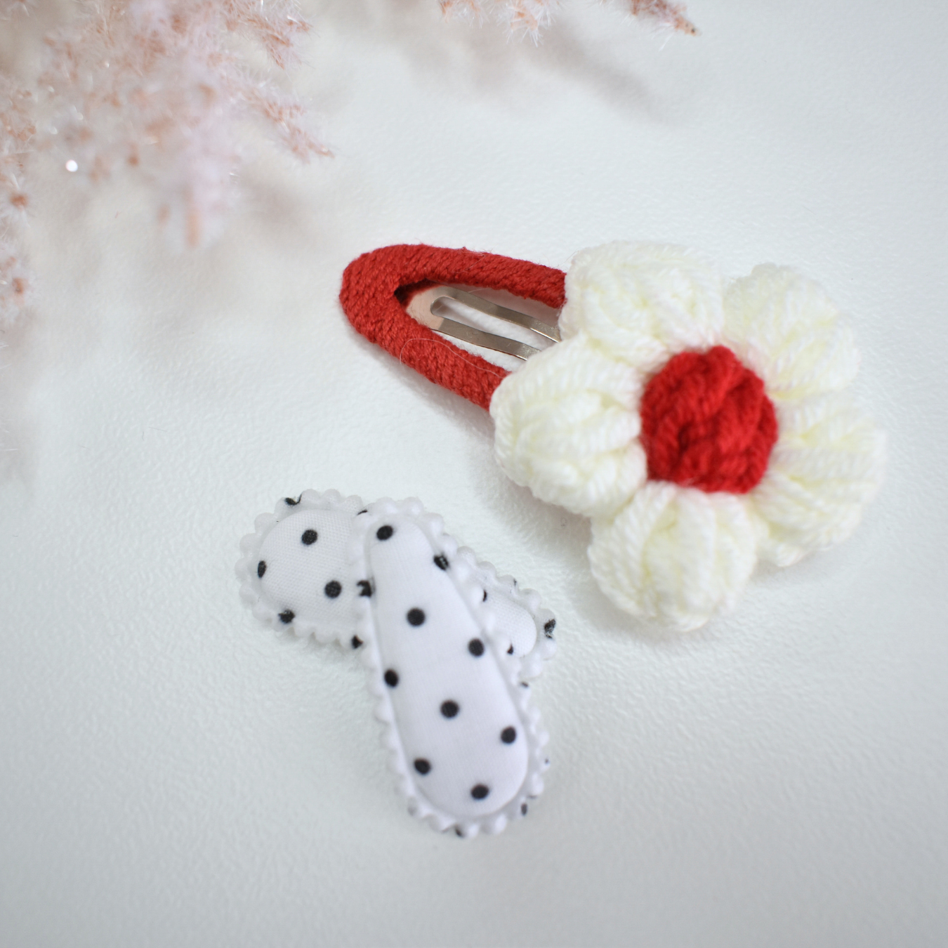 Crochet Red Dot Delight Clips - Set of 3
