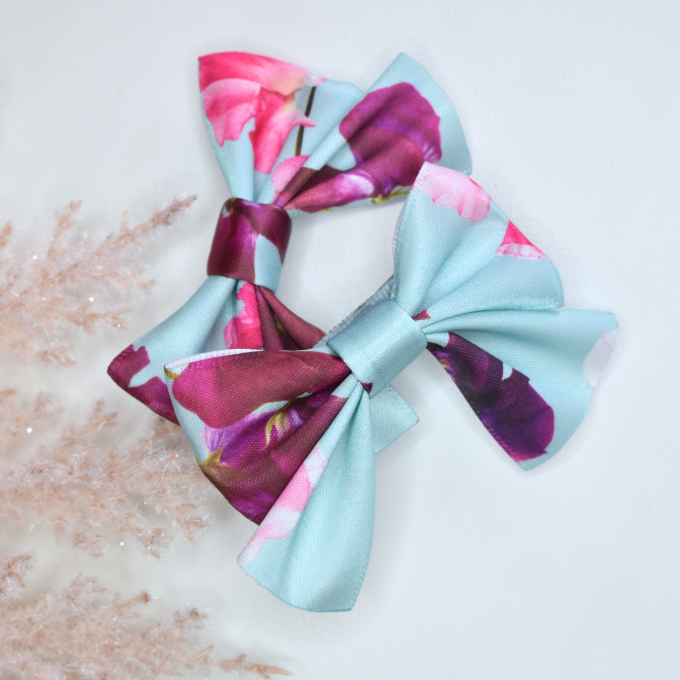 Periwinkle Satin Blossoms Clips - Set of 2