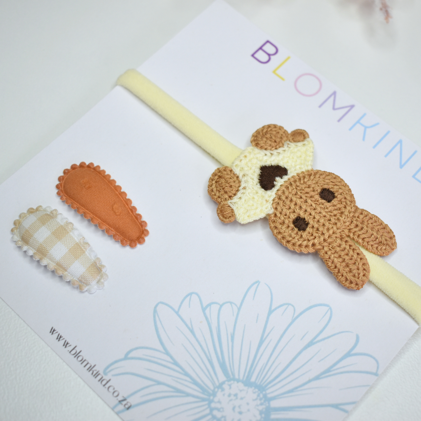 Woodland Toffee Bunny Headband & Clips Set