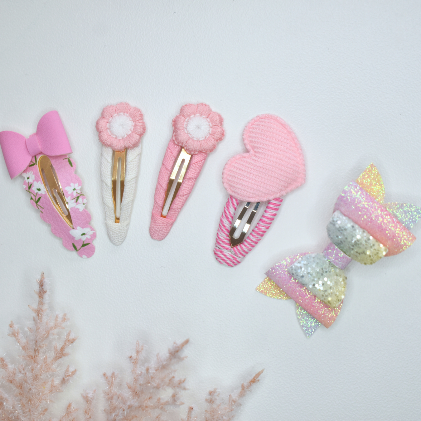 Pink Blossoms Clips - Set of 5
