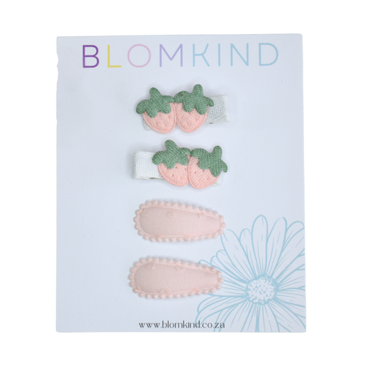 Tiny Strawberry Clips  - Set of 4