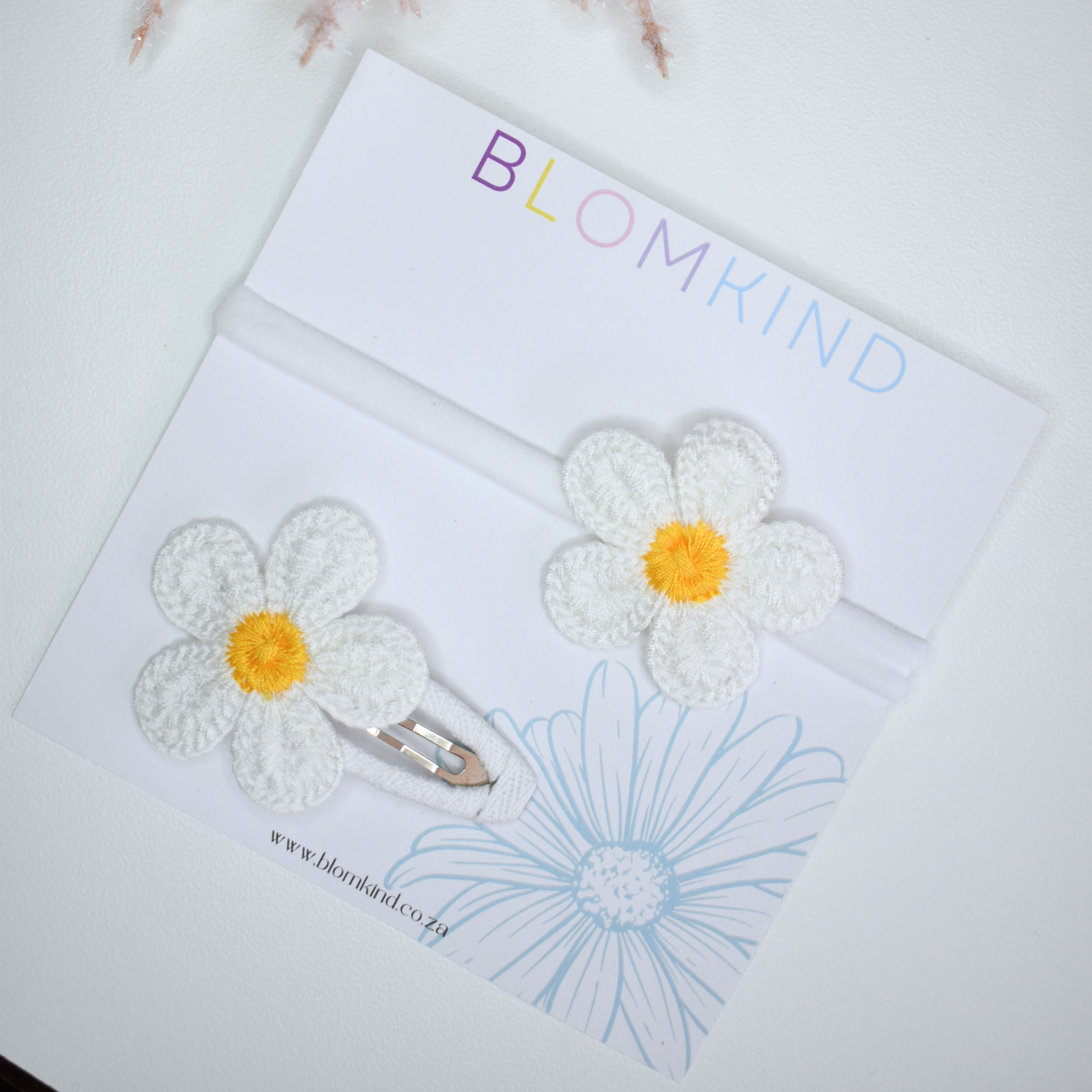 Mini & Me Daisy Pure White Headband & Clip Set