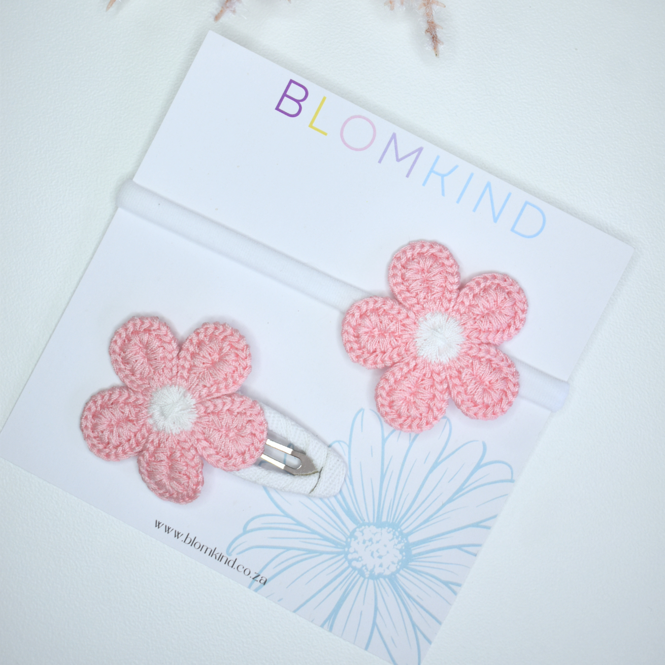 Mini & Me Daisy Blush Headband & Clip Set