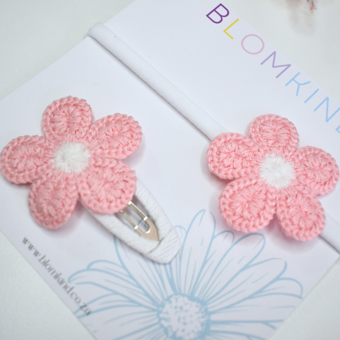 Mini & Me Daisy Blush Headband & Clip Set