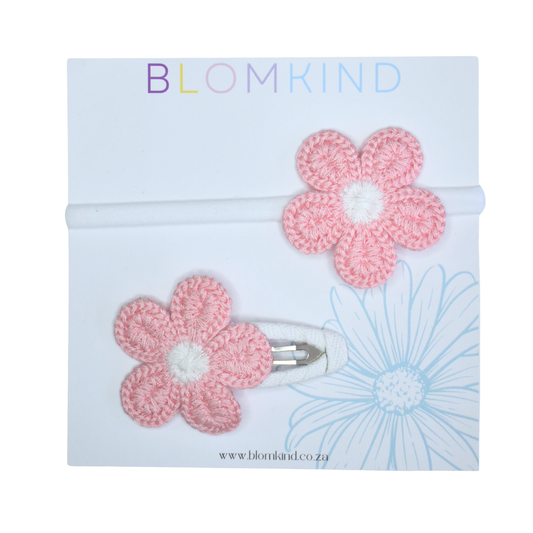 Mini & Me Daisy Blush Headband & Clip Set