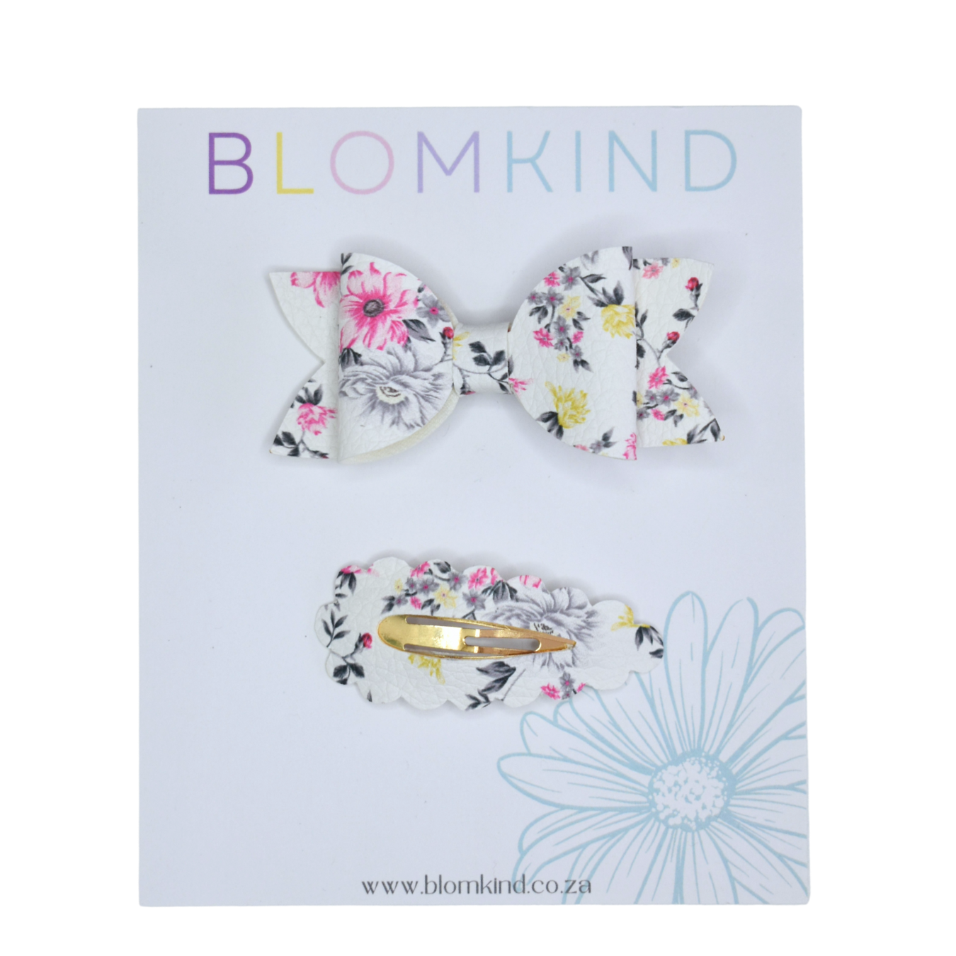 Stone Flower Clip & Bow - Set of 2