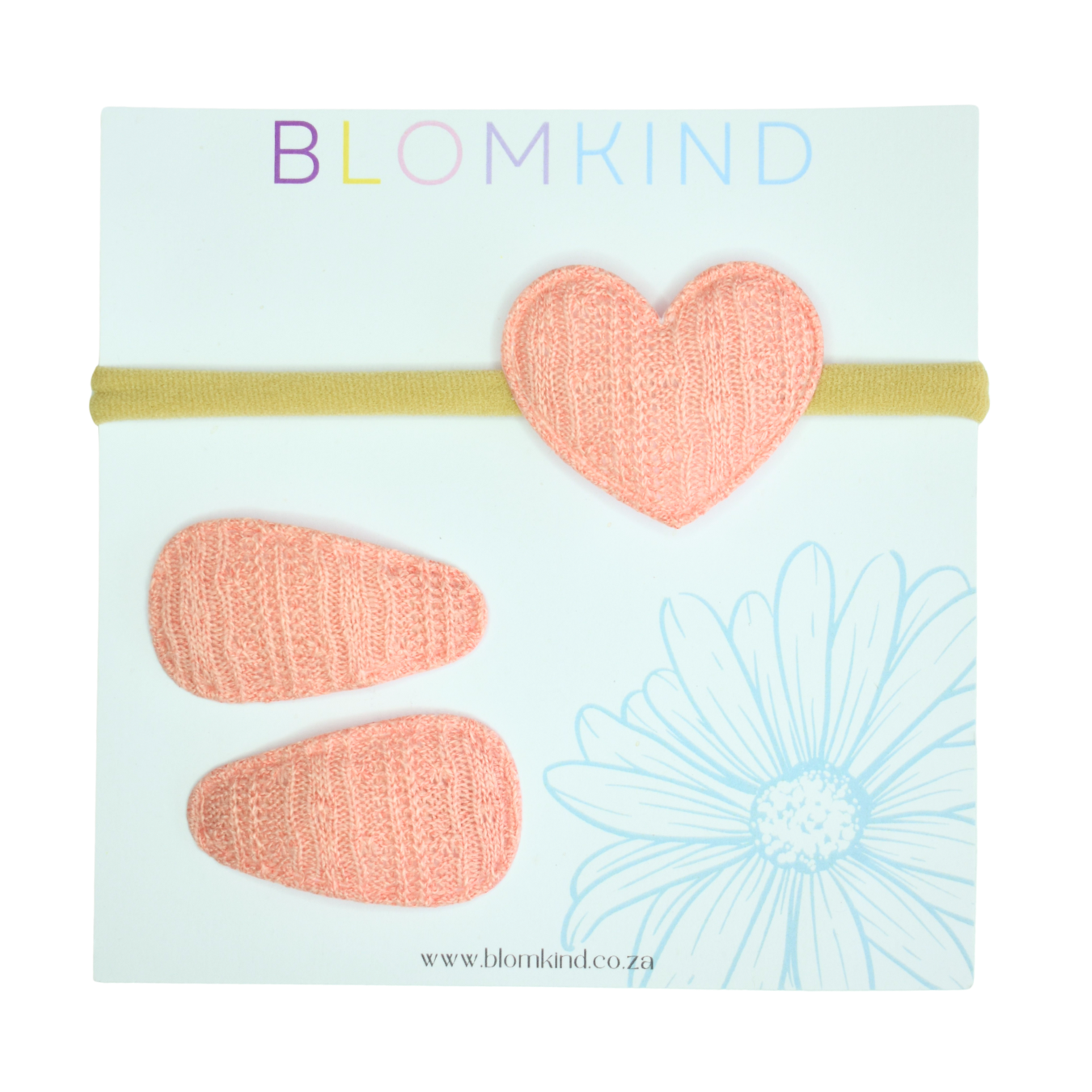 Knitted Dusty Pink Heart Headband & Clips Set