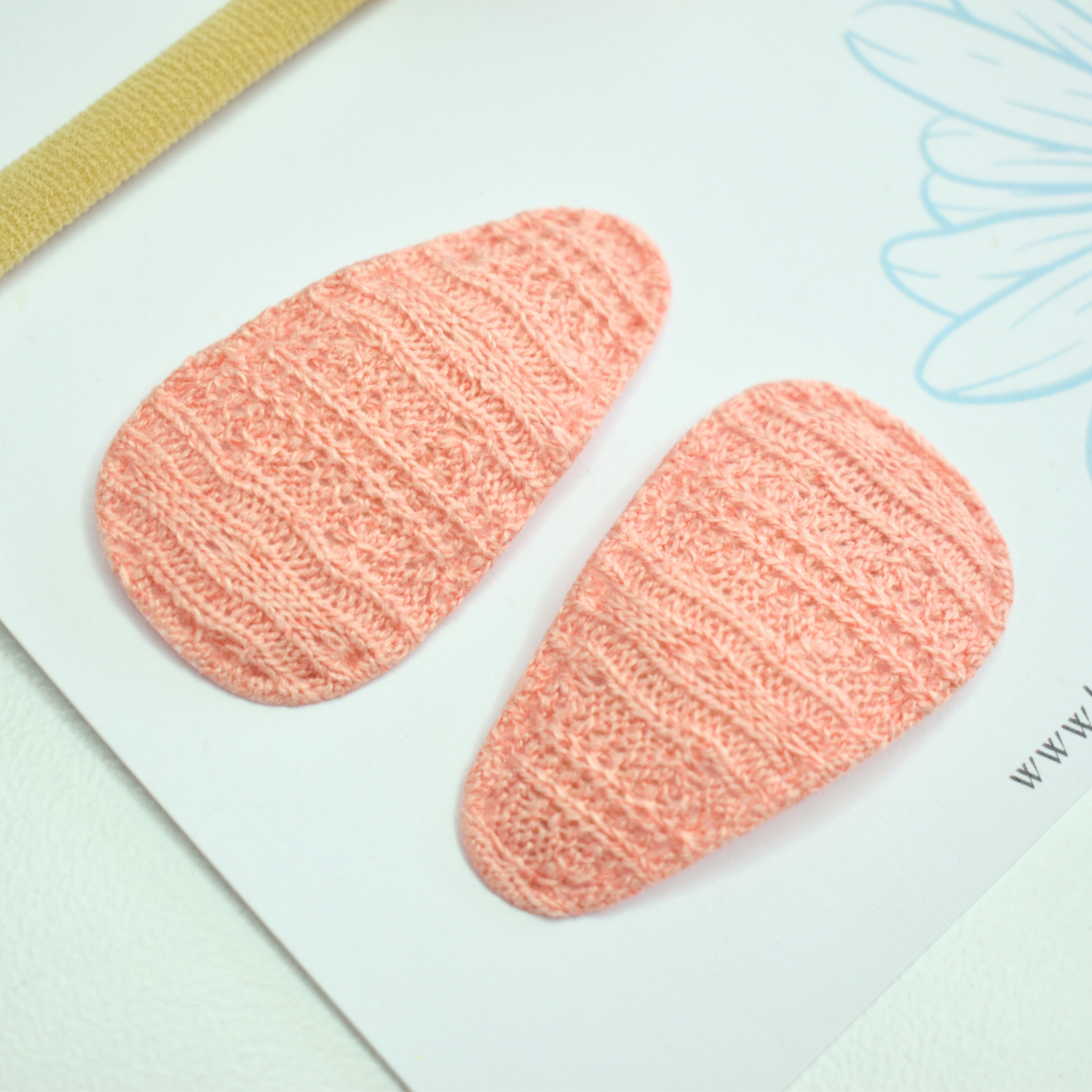 Knitted Dusty Pink Heart Headband & Clips Set