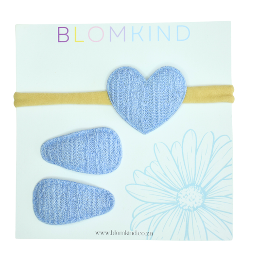 Knitted Misty Heart Headband & Clips Set