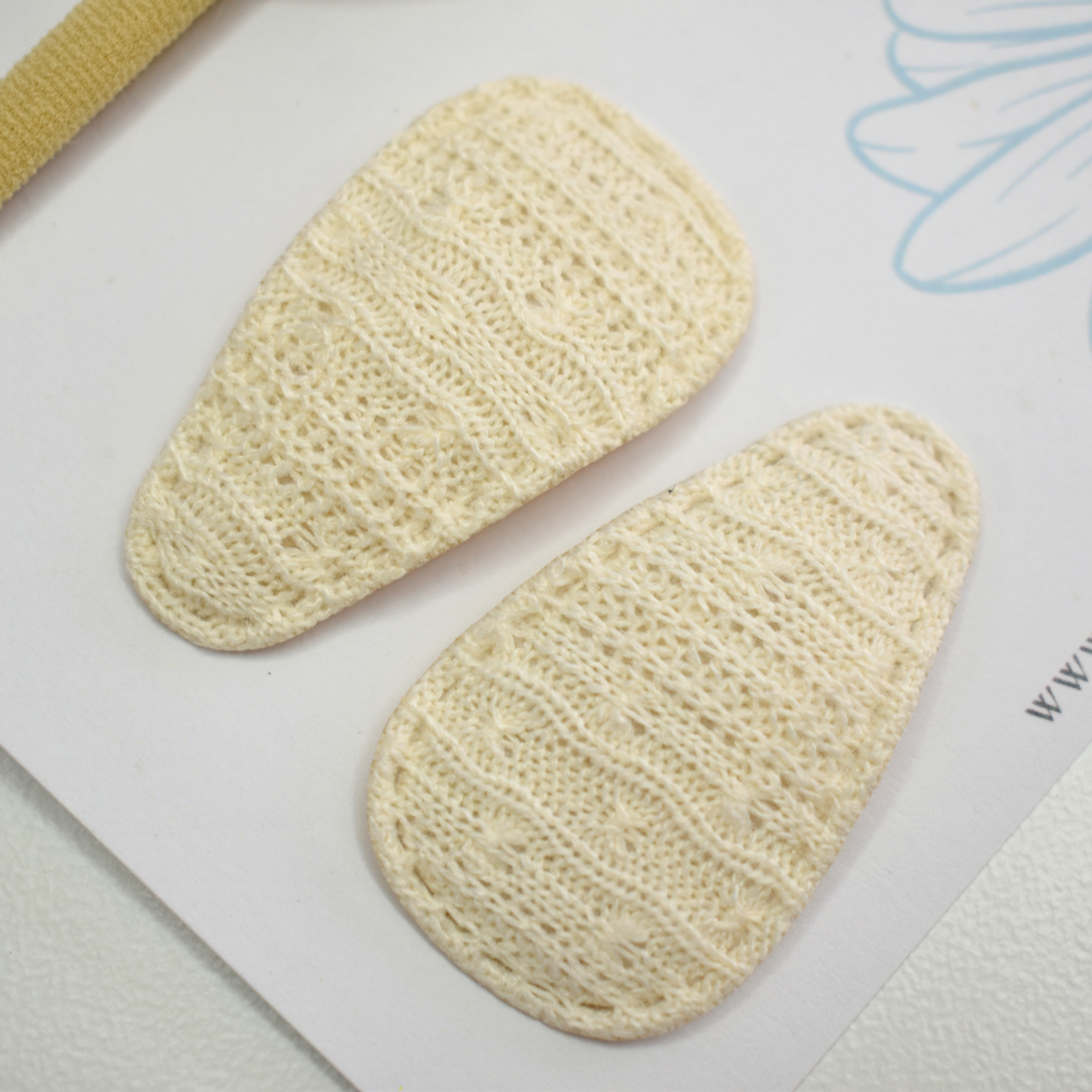 Knitted Linen Heart Headband & Clips Set