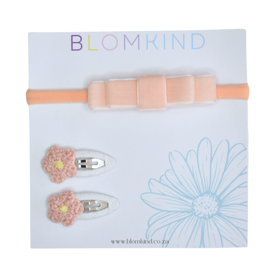 Sweet Peach Petal Headband & Clips Set