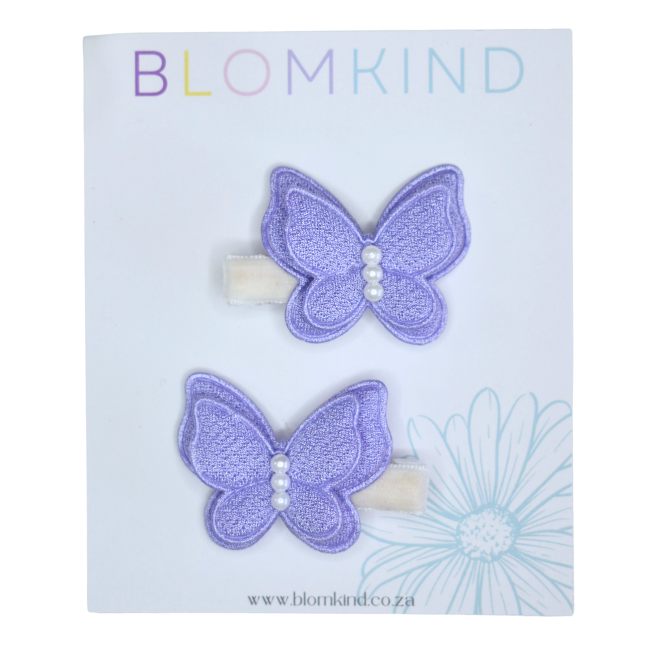 Flutter Pearl Lilac Clips  - Set of 2
