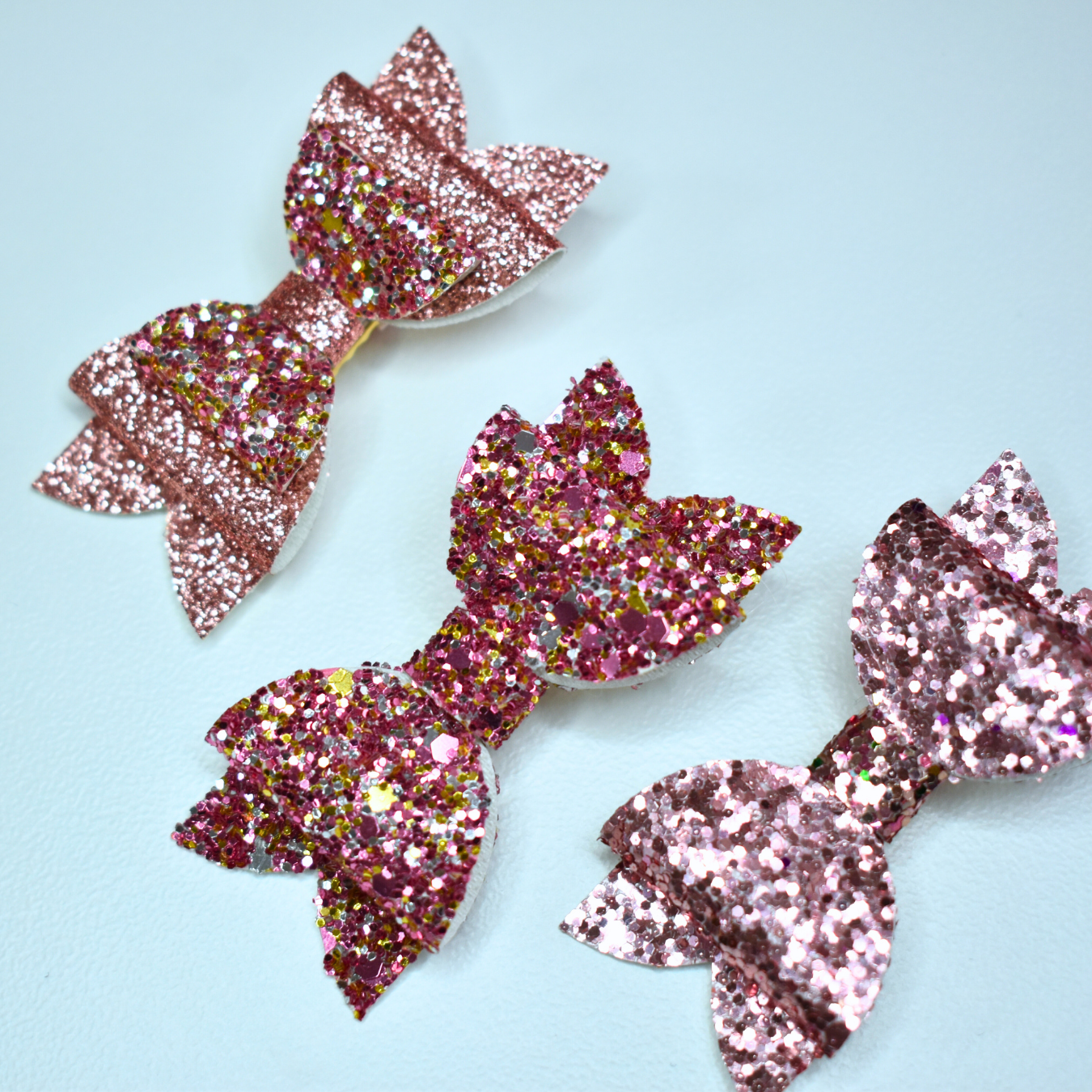 Rose Glitter bow set of 3