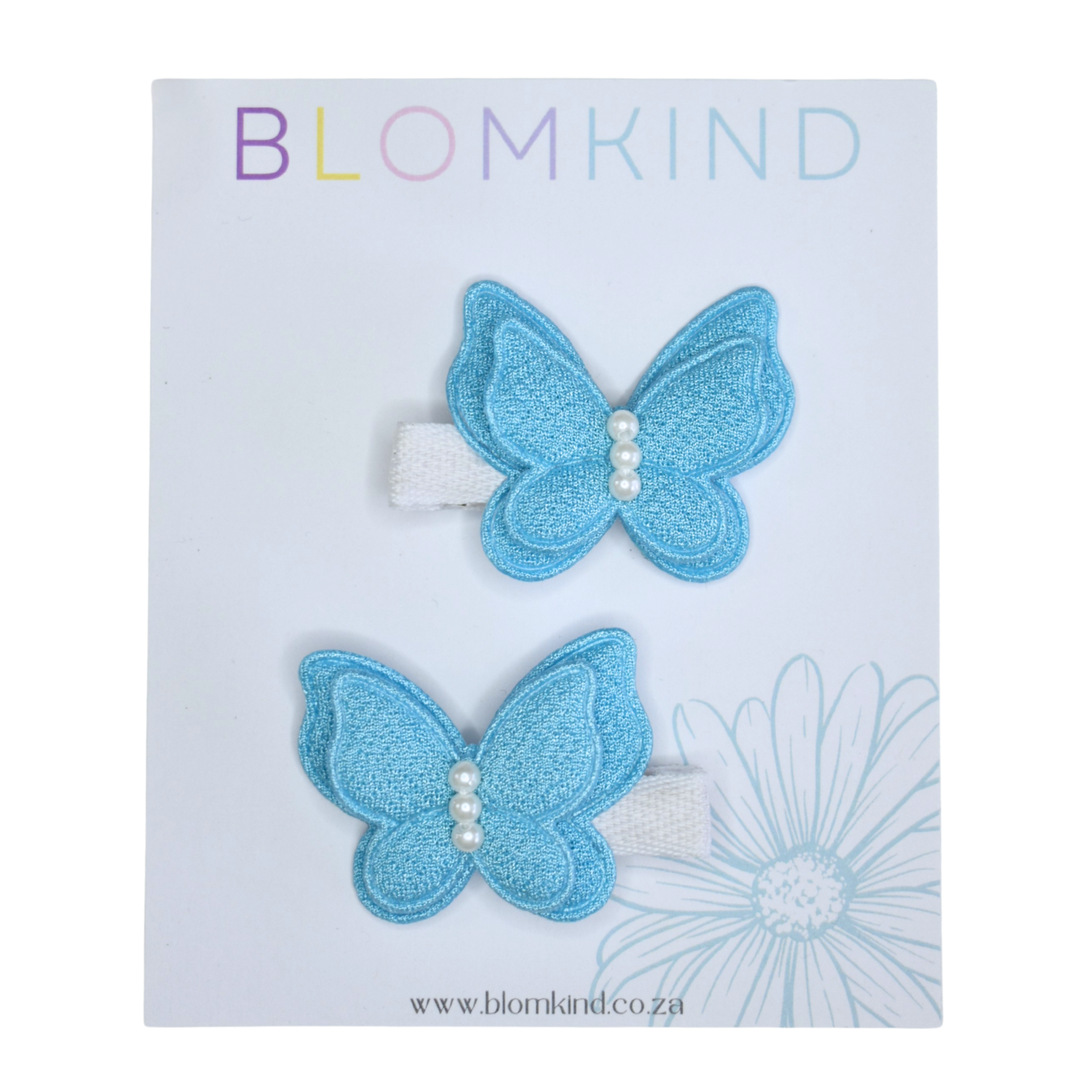 Flutter Pearl Sky Blue Clips  - Set of 2
