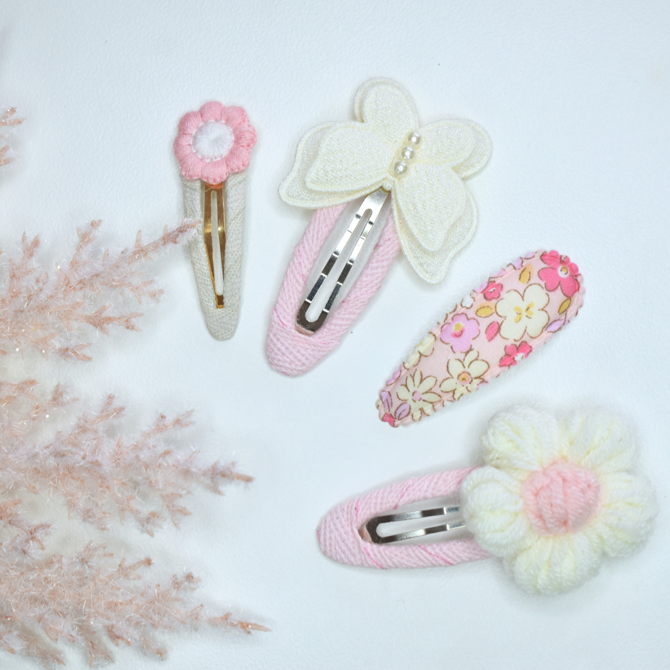 Blush Wing Petal Clips - Set of 4