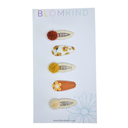 Tiny Wildflower Autumn Clips  - Set of 5