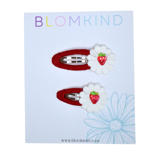 Little & Big Strawberry Bloom Clips - Set of 2