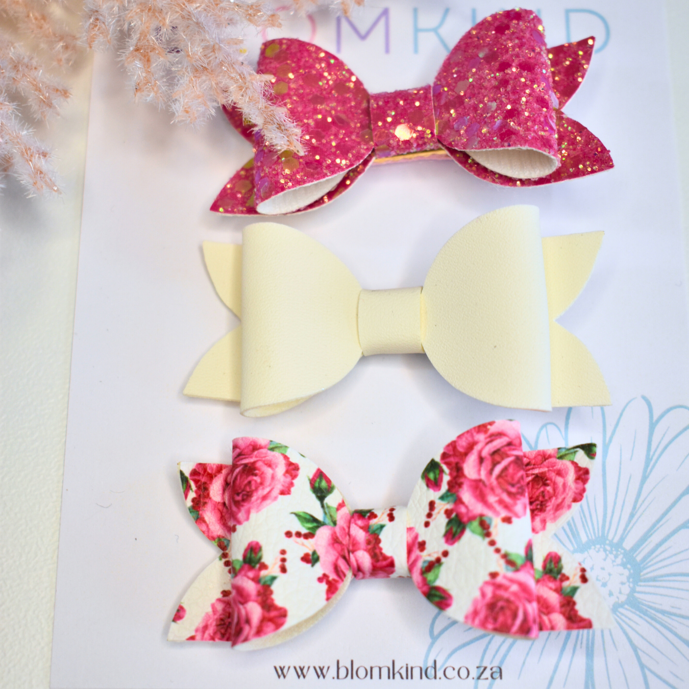 Cherry Flower Bow set of 3