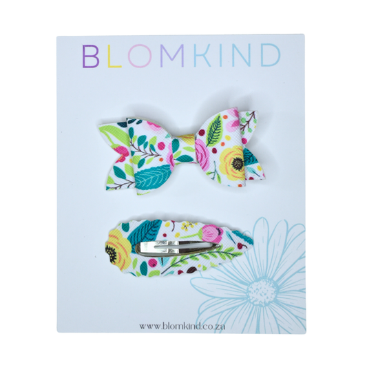 Flower Clip & Bow set - Multi Flowers