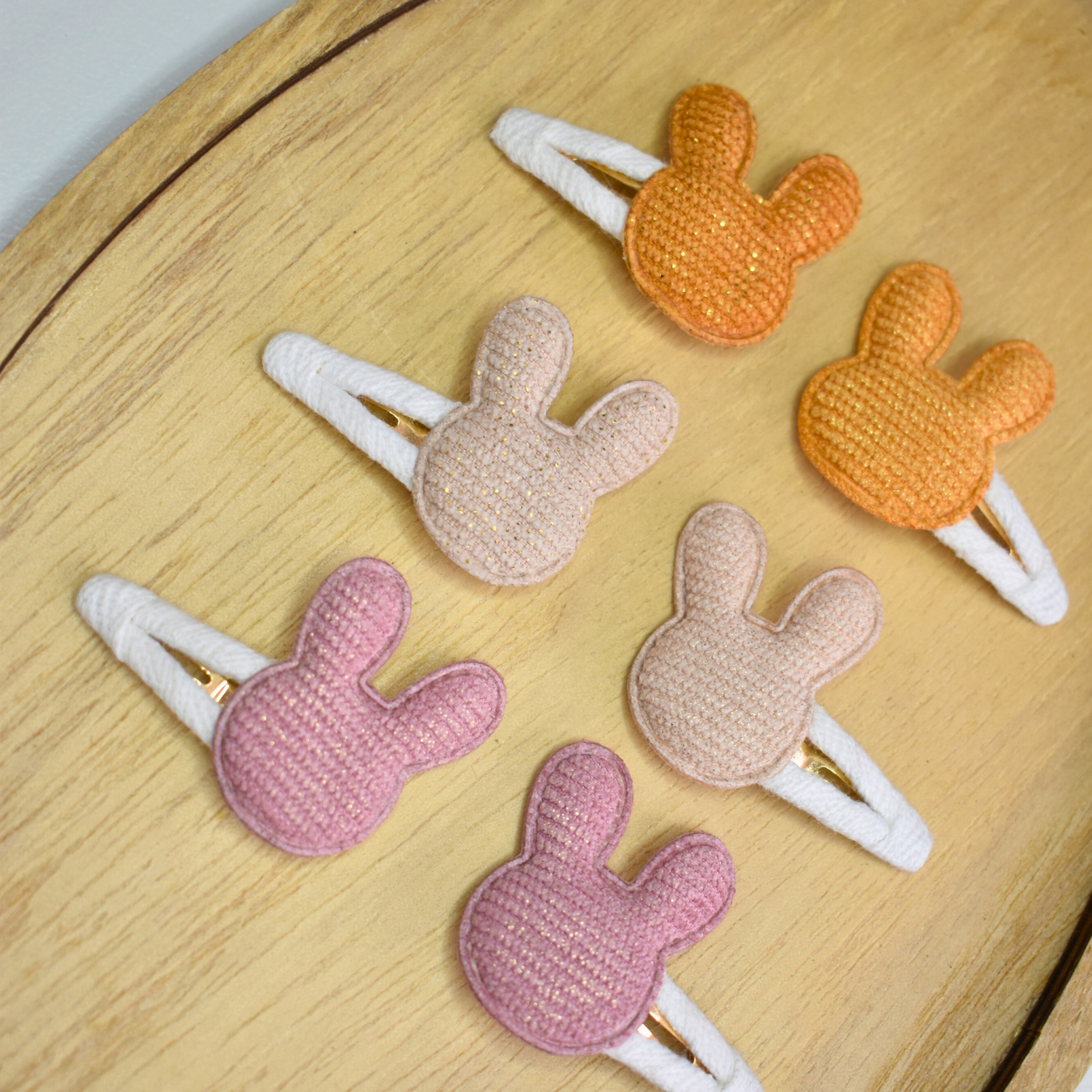 Tiny Blush & Bloom Bunny Clips - Set of 6