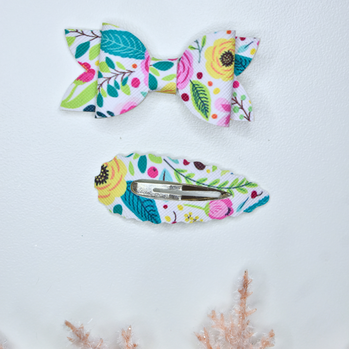 Flower Clip & Bow set - Multi Flowers