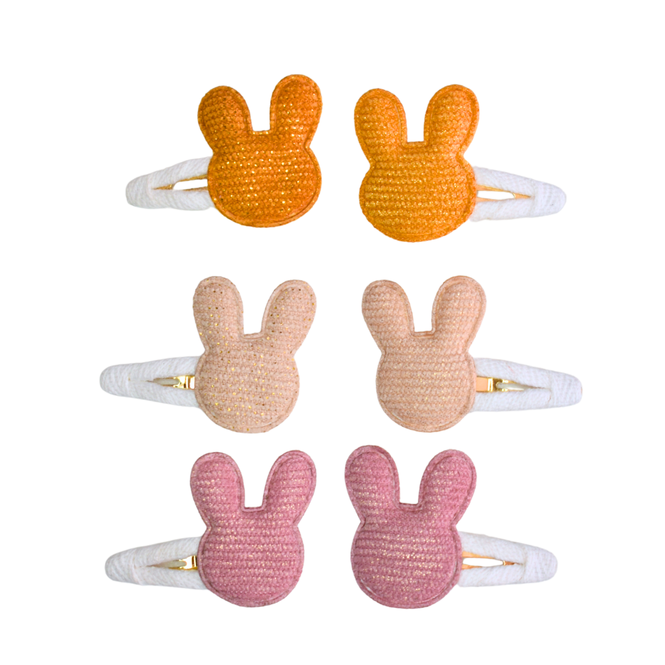 Tiny Blush & Bloom Bunny Clips - Set of 6