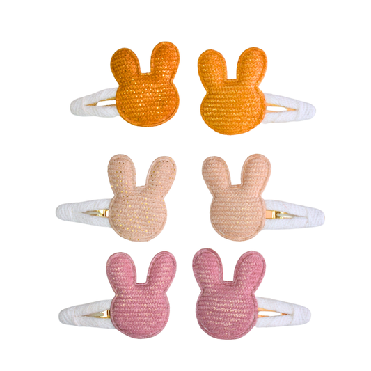 Tiny Blush & Bloom Bunny Clips - Set of 6
