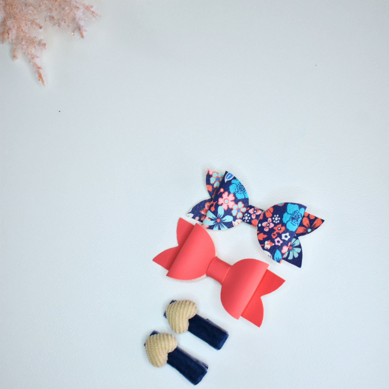 Coral & Blue Love Blossoms Clips - Set of 4