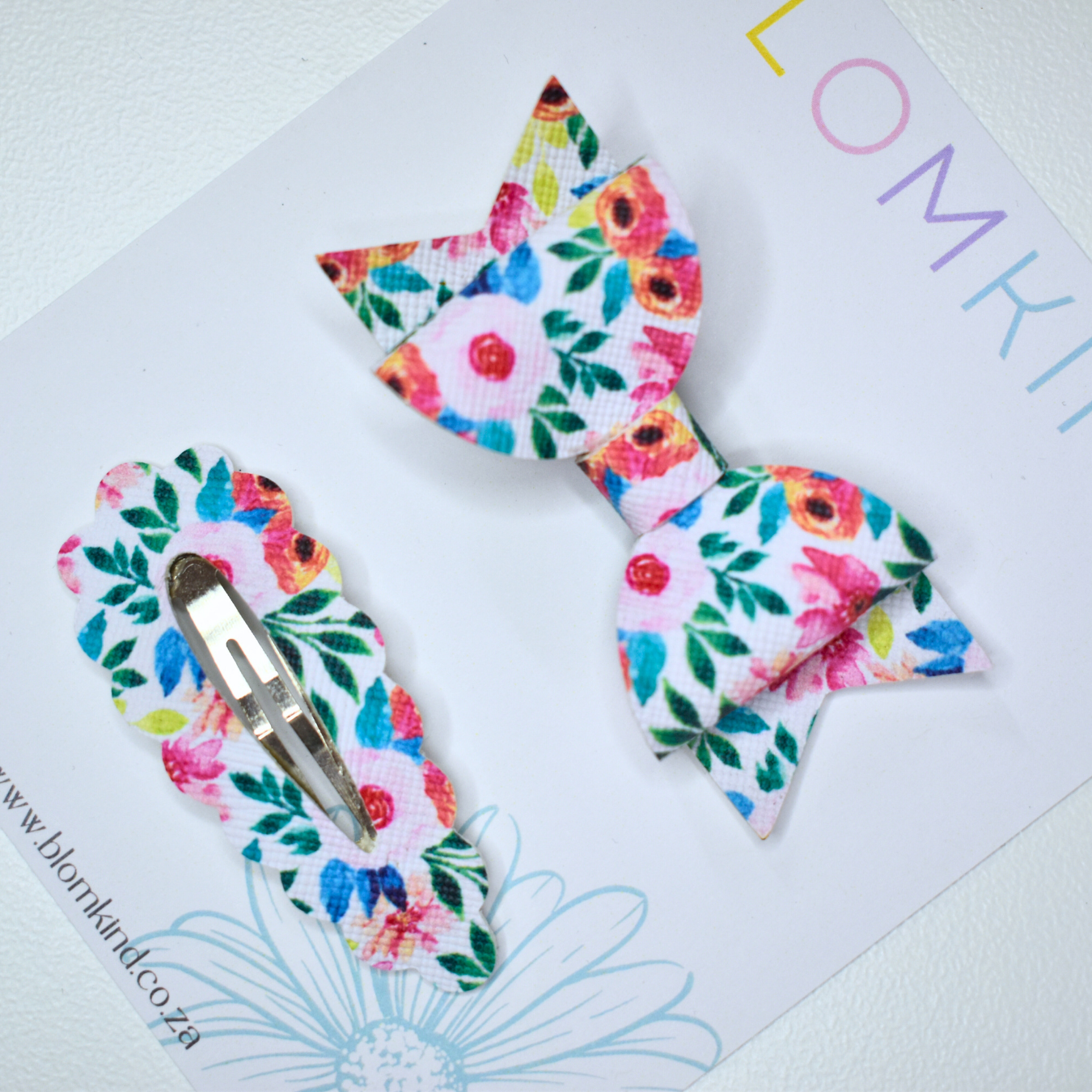Flower Clip & Bow set - Colour Flowers