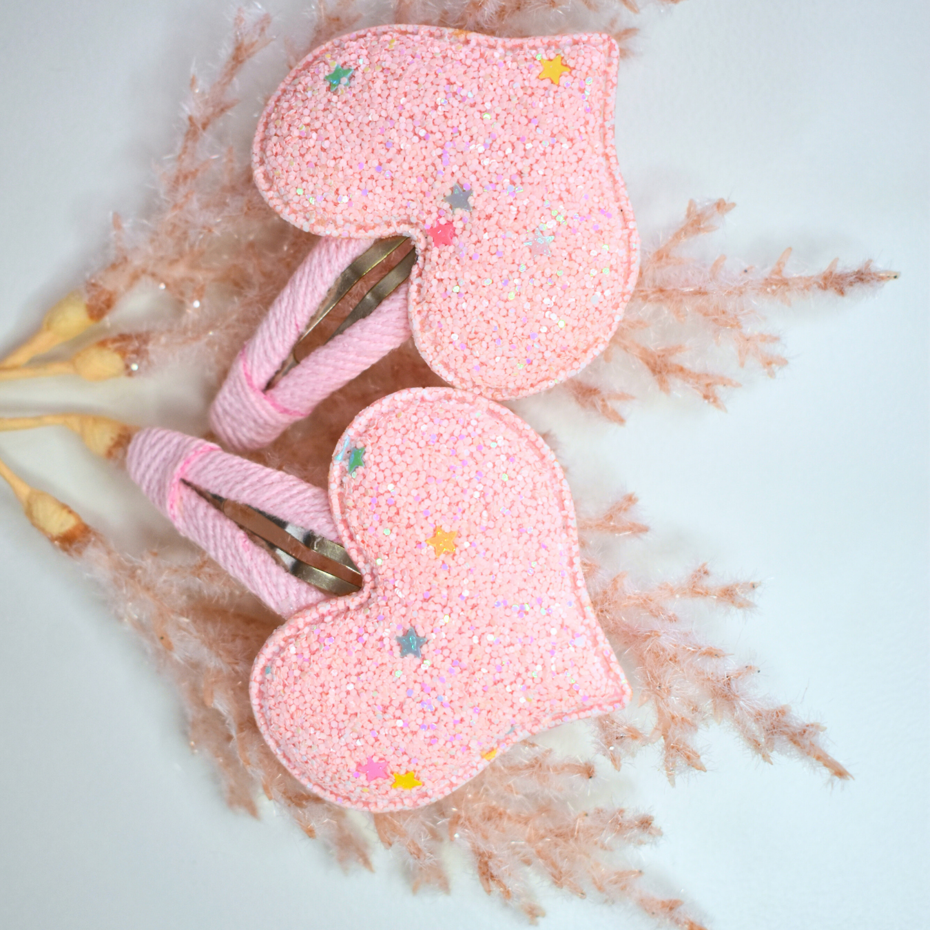 Large Sparkle Heart Clips - Set of 2
