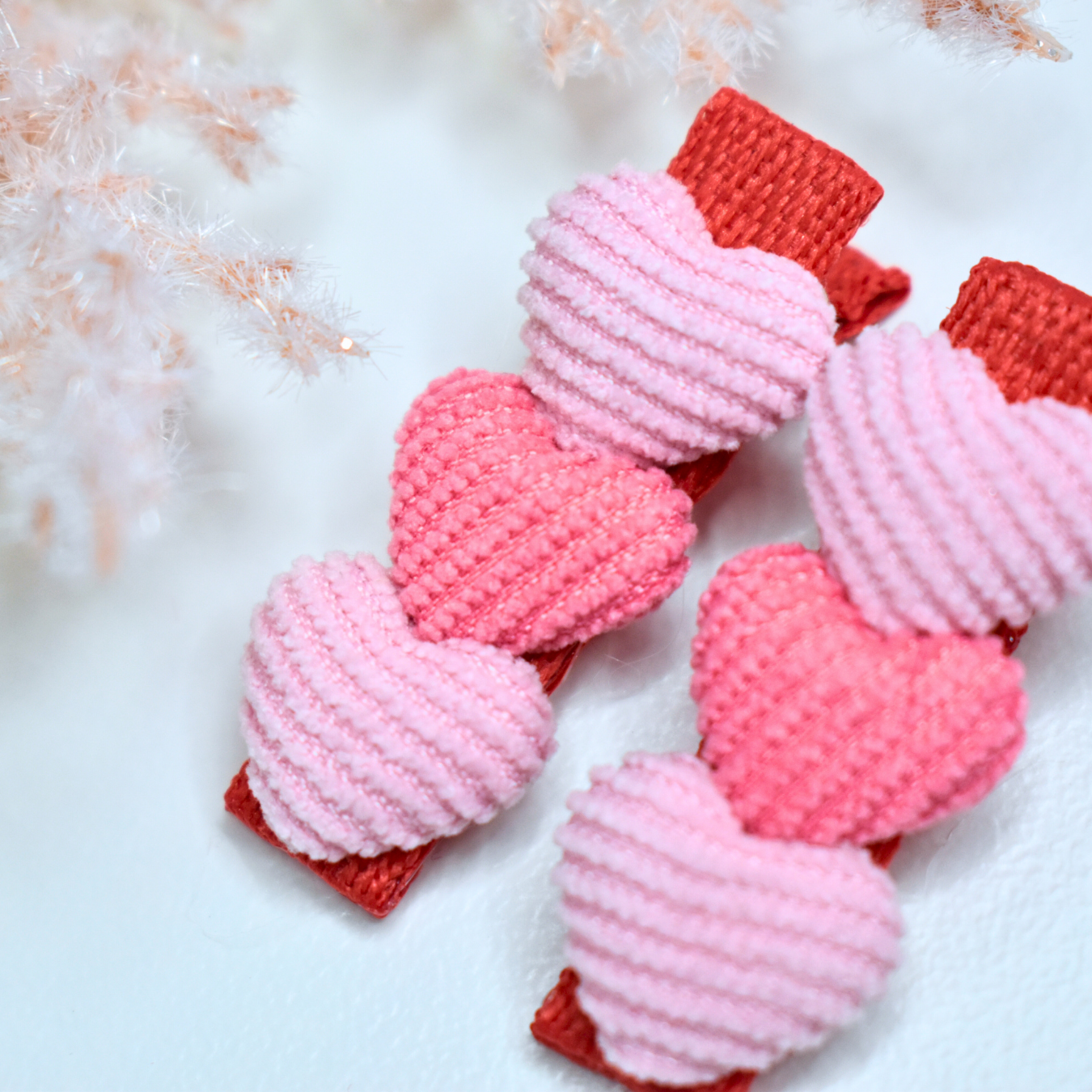 Sweetheart Sisters Clips Pink & Red - Set of 4