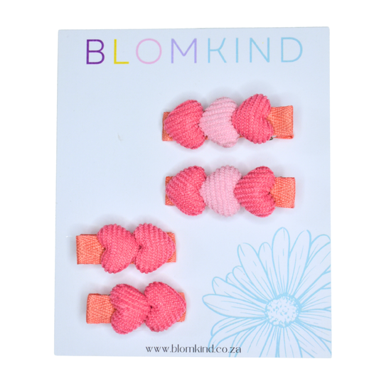 Sweetheart Sisters Clips Pink & Peach- Set of 4