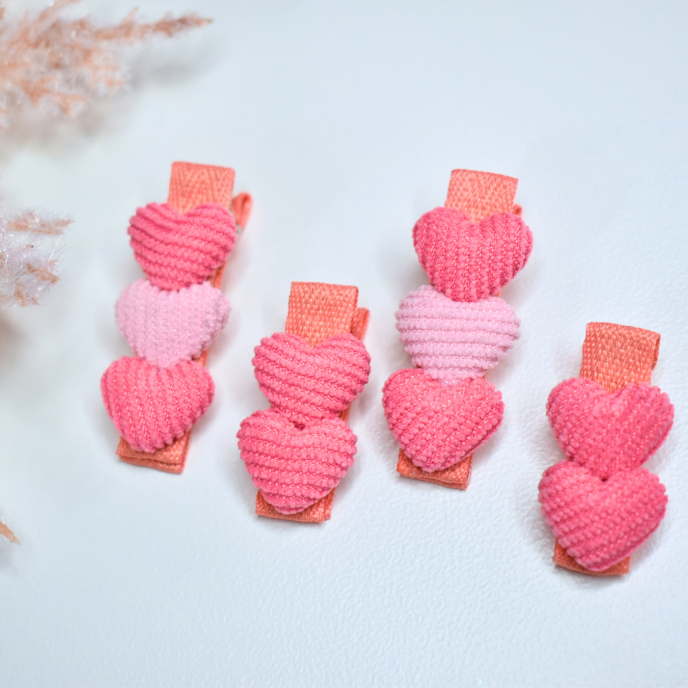 Sweetheart Sisters Clips Pink & Peach- Set of 4