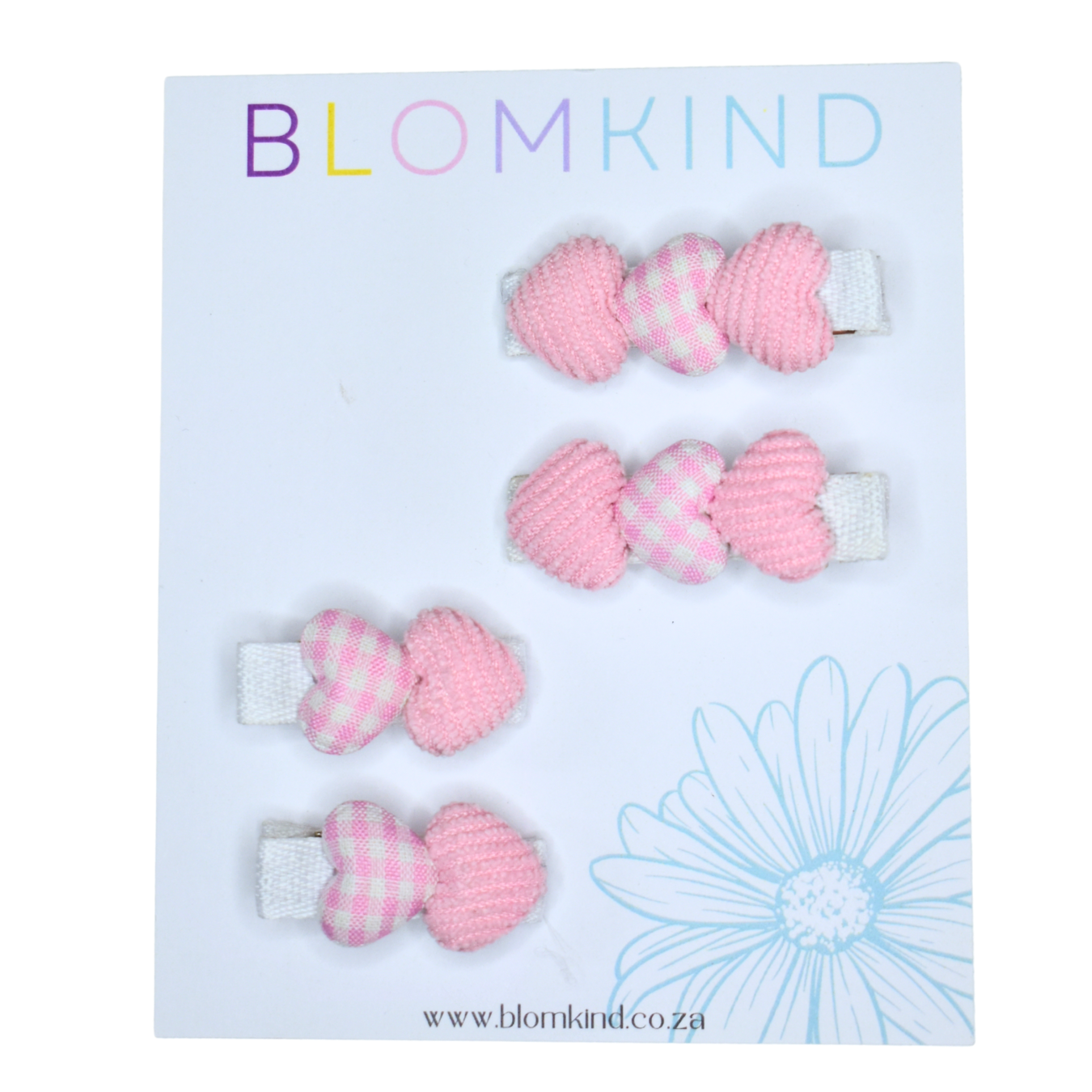 Sweetheart Sisters Clips Pink Check- Set of 4