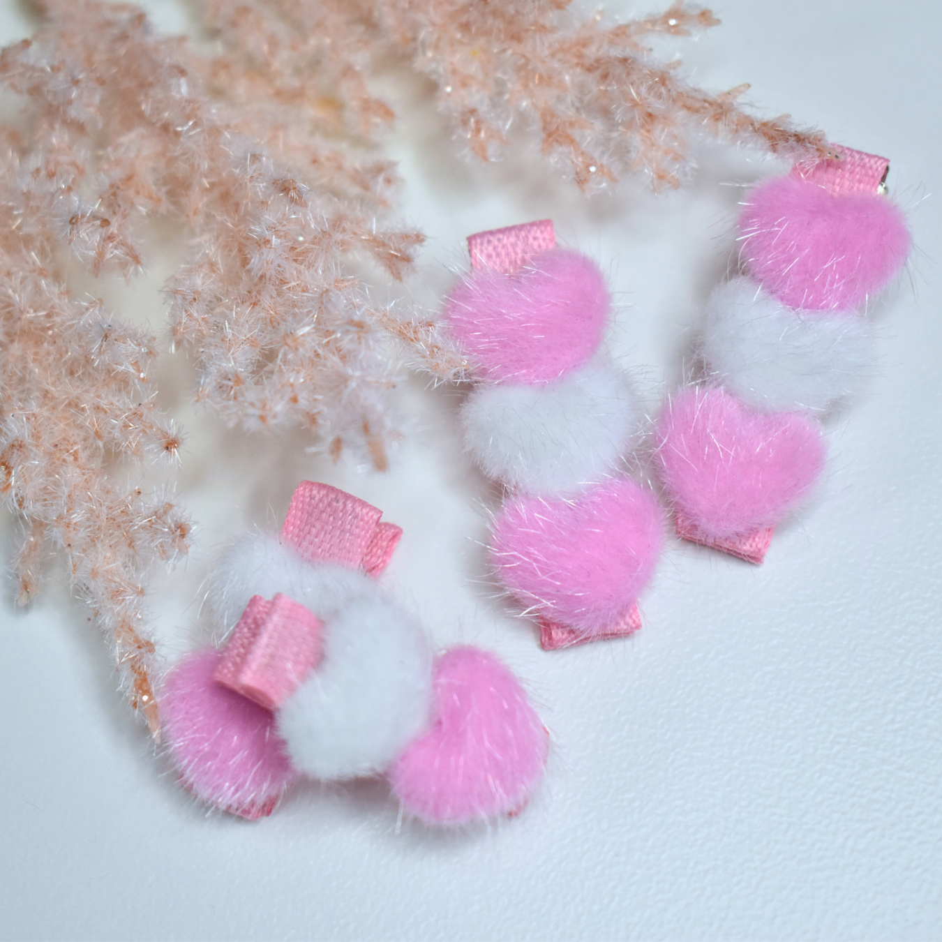 Sweetheart Sisters Clips Fluffy Pink - Set of 4