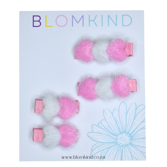 Sweetheart Sisters Clips Fluffy Pink - Set of 4