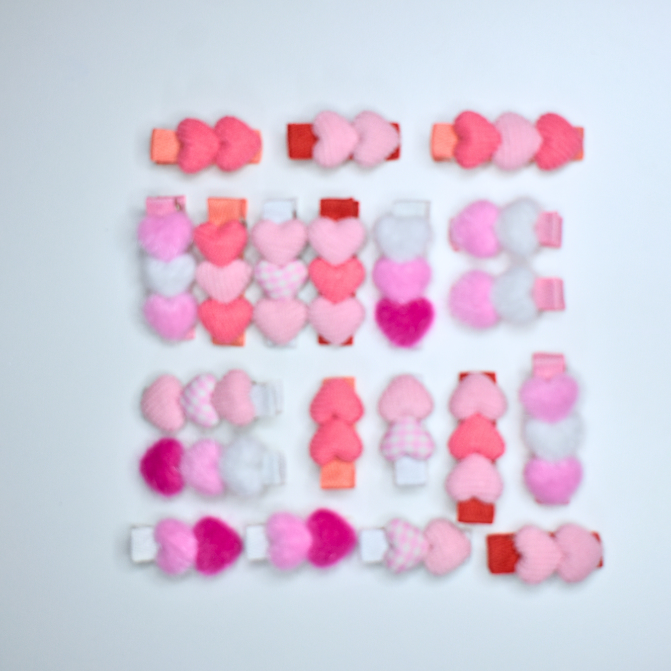 Sweetheart Sisters Clips Pink Check- Set of 4