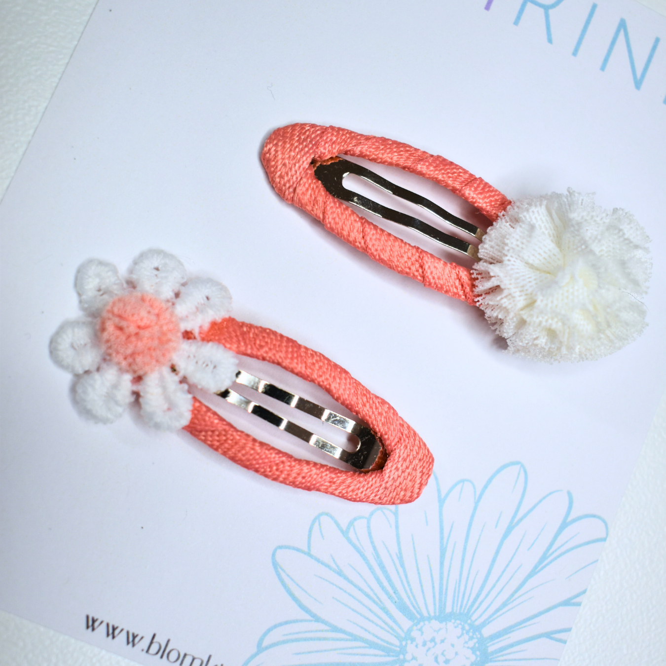 Coral Puff Clips - Set of 2