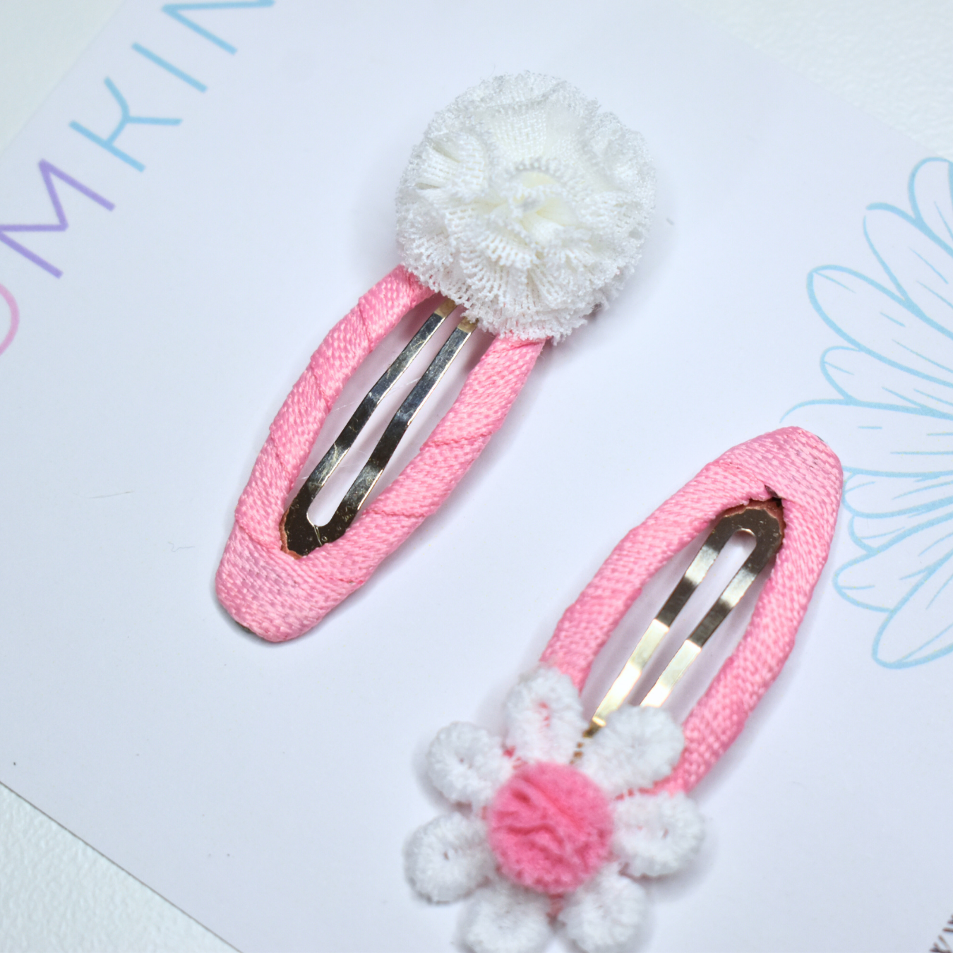 Pink Puff Clips - Set of 2